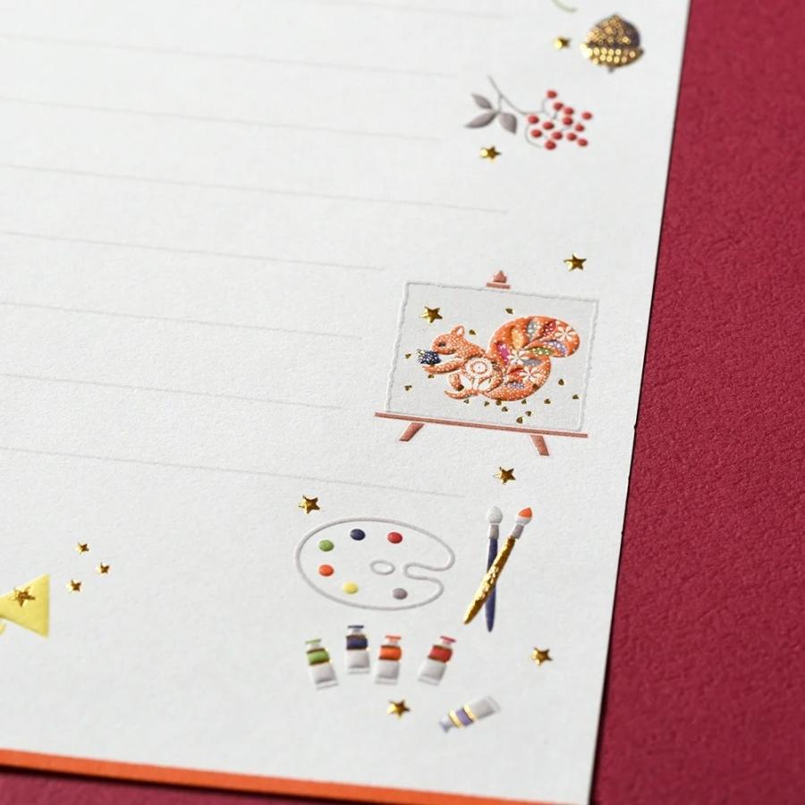 G.C.PRESS　レターセット　プレジール　コロリー　ドトンヌ　ヨコ罫　035-22｜文房具 秋柄 音楽 紅葉 芸術の秋 シンプル |  | 05