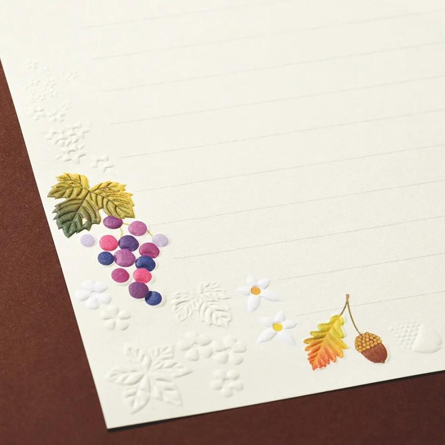G.C.PRESS　レターセット　シエル　オートンヌ　035-23｜文房具 秋柄 葡萄 紅葉 秋の花 実りの秋 植物 |  | 07