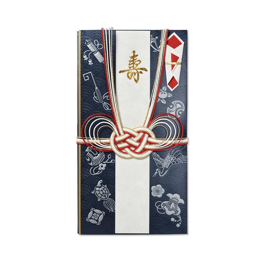 G.C.PRESS　祝儀袋　寿　宝尽くし　藍　041-09｜結婚式/金封/祝儀袋/結婚祝い/和風デザイン/高級感/寿/水引/短冊/50万円/紺色 | 