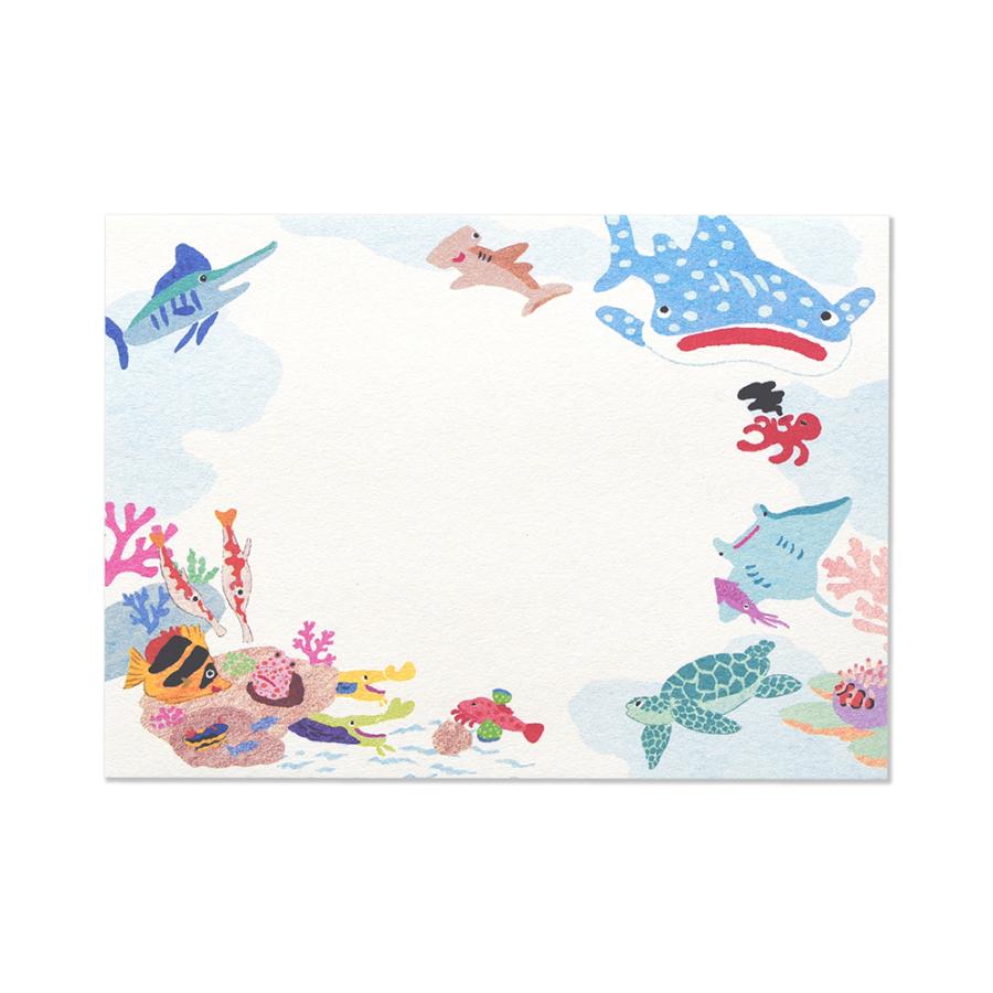 G.C.PRESS　ふみ揃え便箋　ストーリー　オブ　ザ　シー　083-68｜ メッセージカード 海 魚 珊瑚 ジンベイザメ マンタ ウミガメ |  | 01