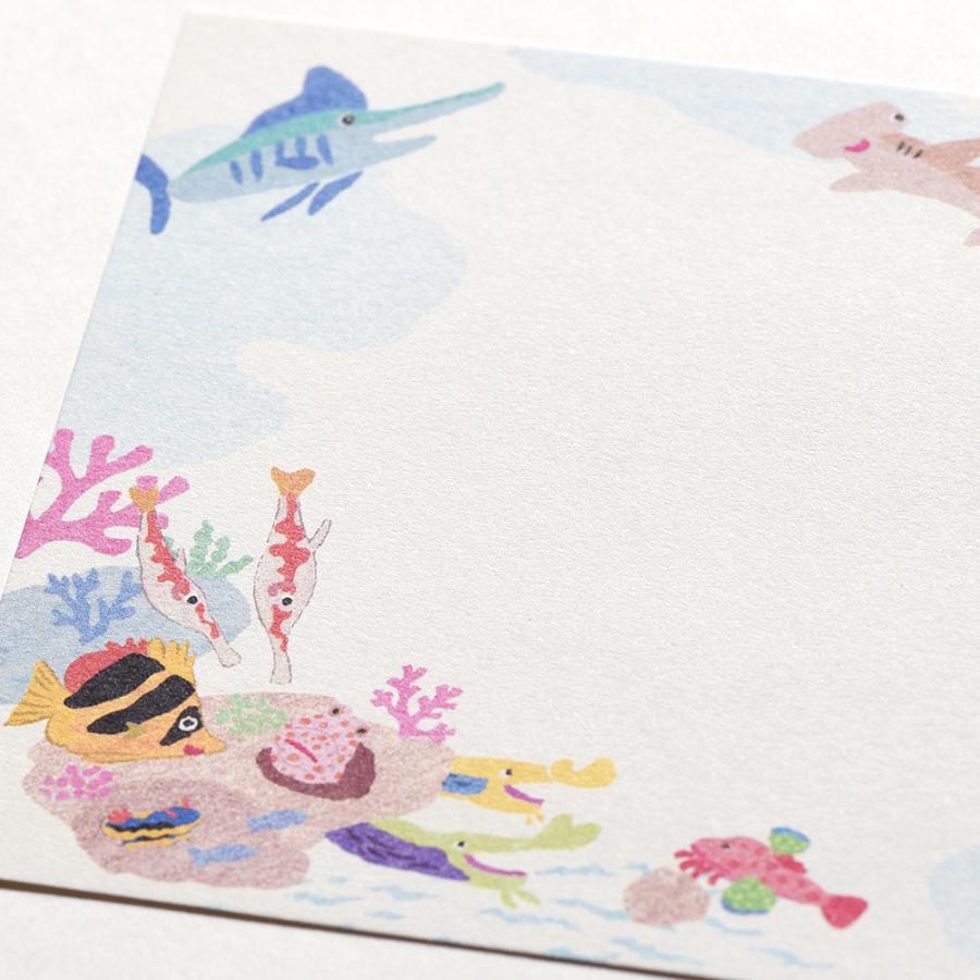 G.C.PRESS　ふみ揃え便箋　ストーリー　オブ　ザ　シー　083-68｜ メッセージカード 海 魚 珊瑚 ジンベイザメ マンタ ウミガメ |  | 03
