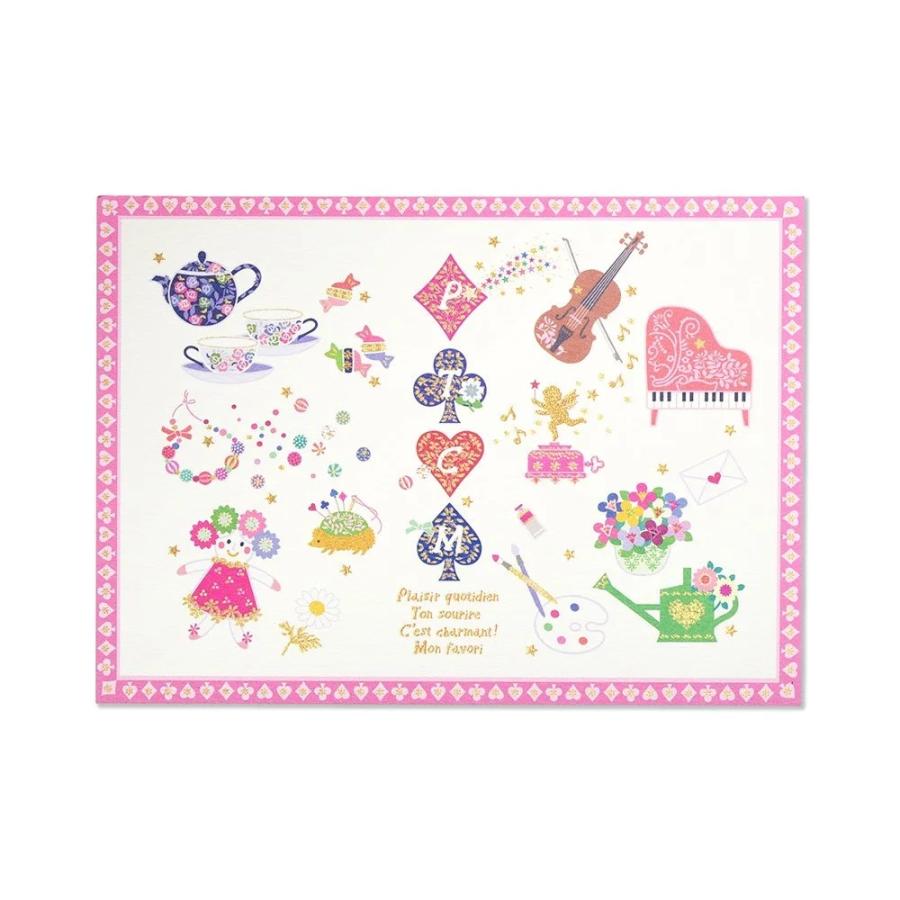 G.C.PRESS　ふみ揃え便箋　プレジール　モン　ファヴォリ　084-58｜文房具 ラッキーモチーフ 音楽 手芸 かわいい ピンク ハート | 