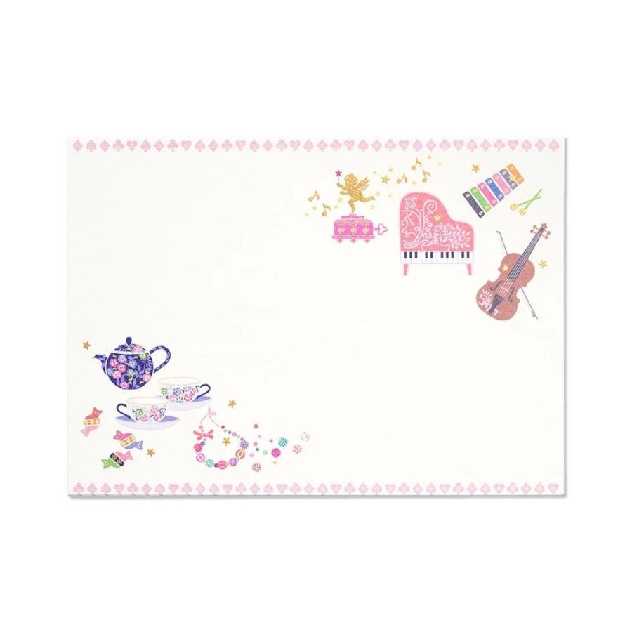G.C.PRESS　ふみ揃え便箋　プレジール　モン　ファヴォリ　084-58｜文房具 ラッキーモチーフ 音楽 手芸 かわいい ピンク ハート |  | 01