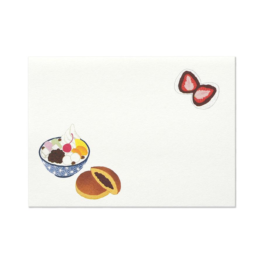 G.C.PRESS　ふみ揃え便箋　ＷＡＧＡＳＨＩ　084-74｜文房具 ミニ便箋 メッセージカード 和菓子 鯛焼き どら焼き 団子 |  | 02