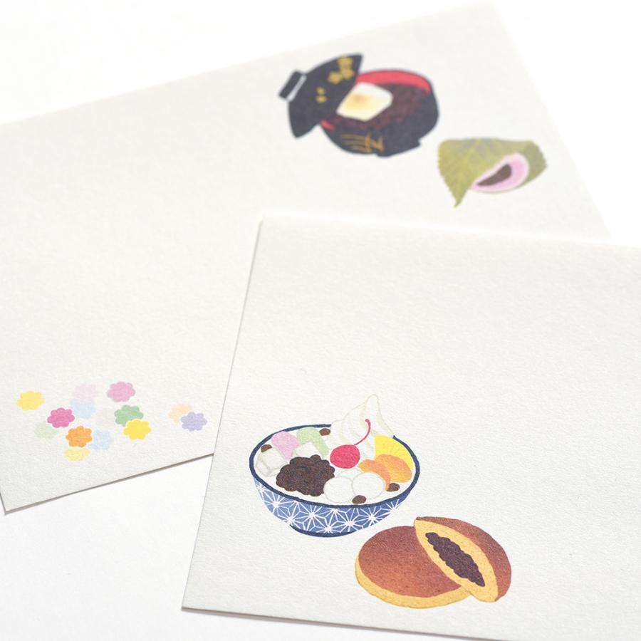 G.C.PRESS　ふみ揃え便箋　ＷＡＧＡＳＨＩ　084-74｜文房具 ミニ便箋 メッセージカード 和菓子 鯛焼き どら焼き 団子 |  | 05