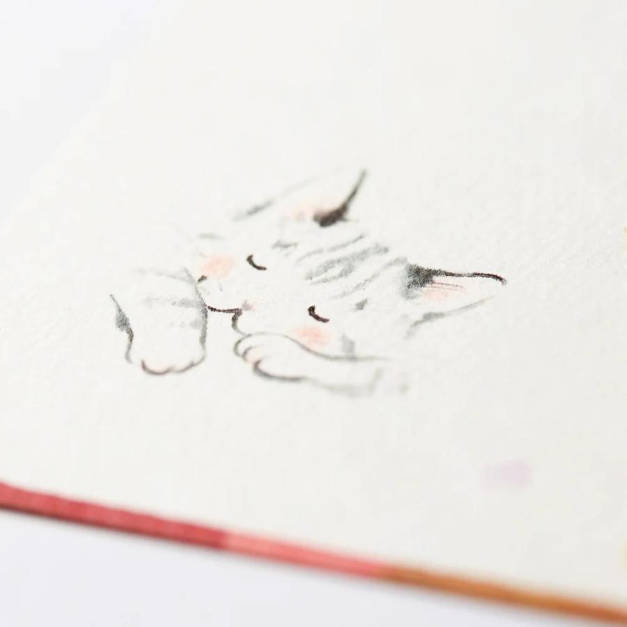 G.C.PRESS　はがき箋　きょうもごろごろ　091-55｜文房具 ねこ ネコ 墨絵 かわいい 和風 動物 |  | 03