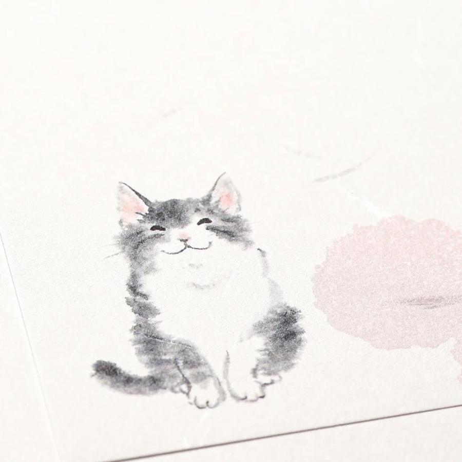 G.C.PRESS　一筆箋　ねこじかん　095-24｜文房具 和風 和柄 水墨画 かわいい 動物 三毛猫 キジトラ |  | 02