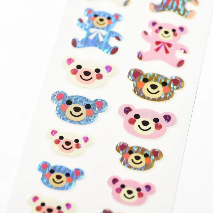 G.C.PRESS　シール　クリスタル　ベア　121-12｜文房具 デコレーション くま 熊 キラキラ ホロ箔 カラフル かわいい |  | 01