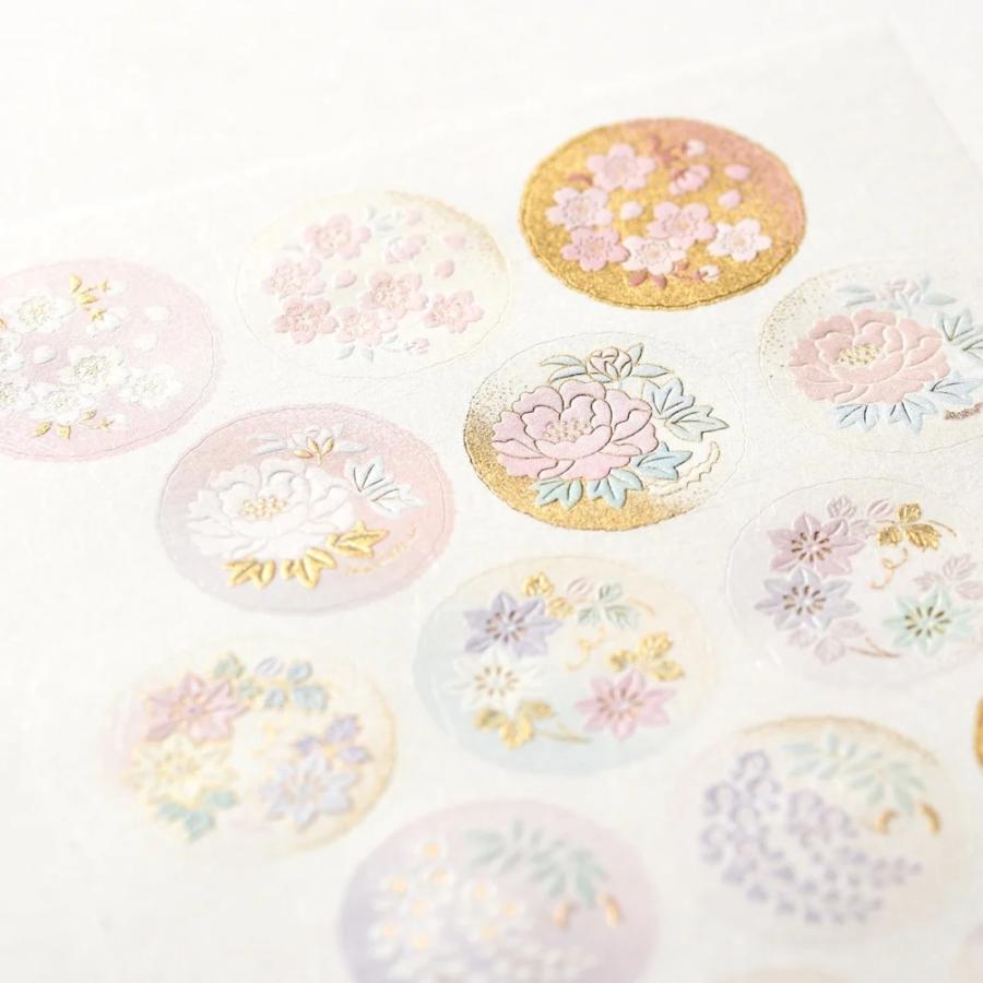 G.C.PRESS　シール　花丸文　132-35｜文房具 デコレーション 和柄 日本 華やか 花柄 伝統模様 お祝 お礼 御祝 御礼 |  | 01