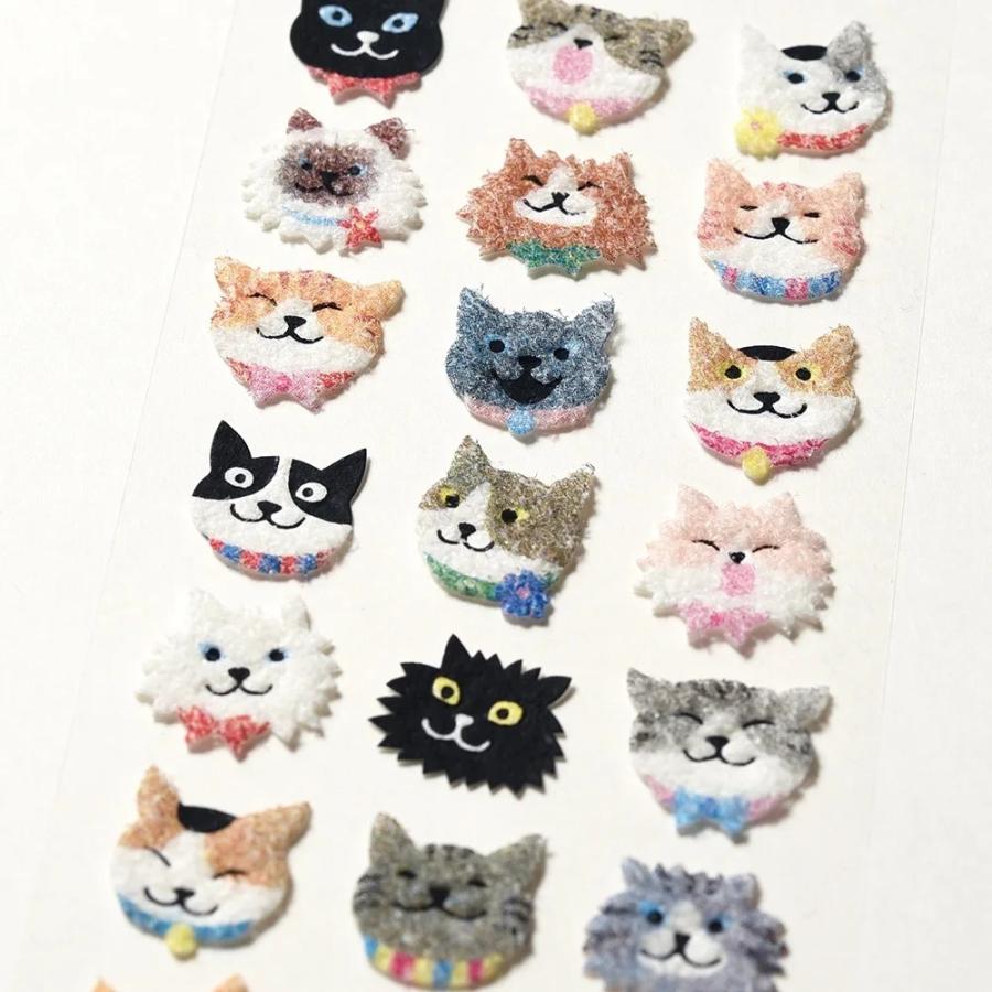 G.C.PRESS　シール　ふわふわ　猫かお　133-34｜文房具 デコレーション ペット 愛猫 ねこ フワフワ かわいい 動物 |  | 01
