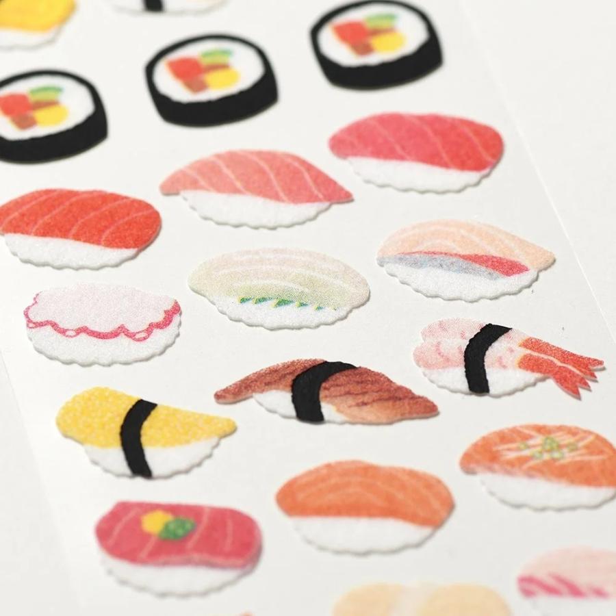 G.C.PRESS　シール　起毛　寿司　133-57｜文房具 デコレーション 食べ物 日本食 sushi かわいい 魚 エビ japan |  | 01
