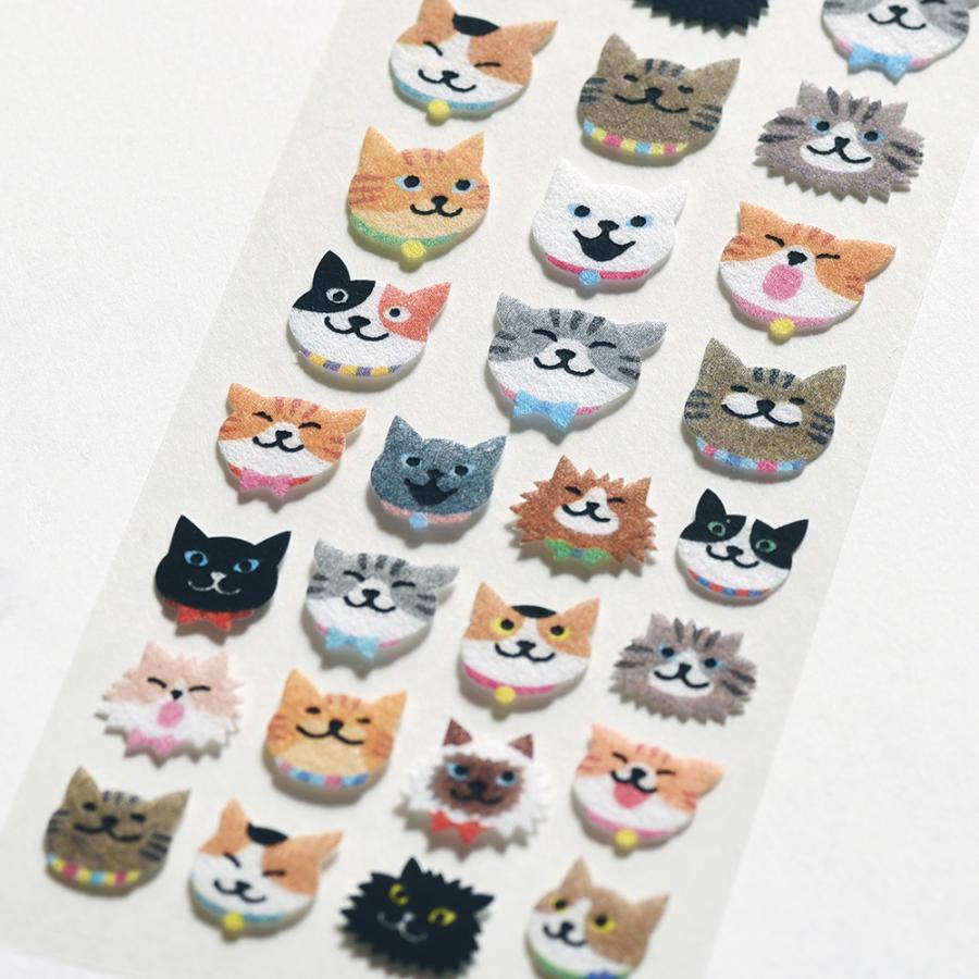 G.C.PRESS　シール　起毛　猫かお　133-80｜文房具 起毛シール デコレーション アニマル 動物 ねこ cat かわいい |  | 02