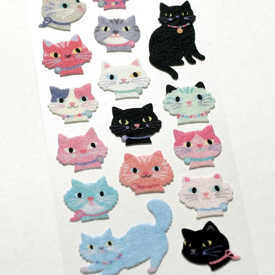 G.C.PRESS　シール　起毛　ねこねこ　133-82｜猫 シールデコレーション 封シール ハチワレ 白猫 黒猫 三毛猫 |  | 02