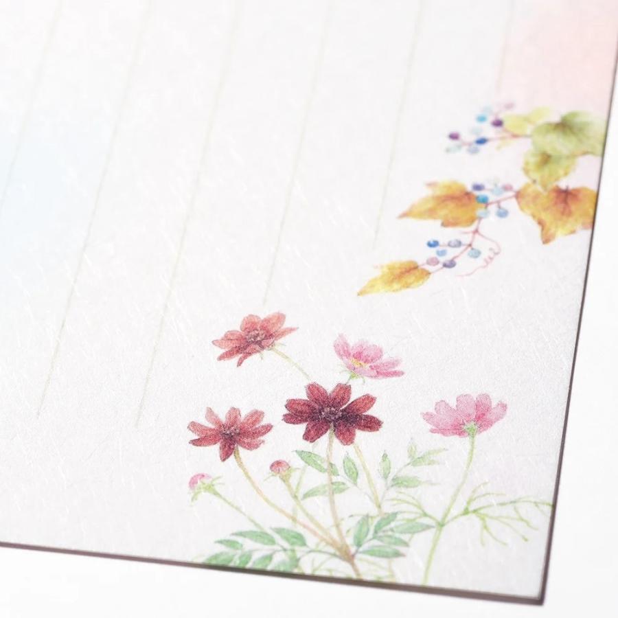 G.C.PRESS　一筆箋　紙司撰　秋花の一筆箋　249-49｜文房具 和風 和紙 水彩画 秋の植物 秋桜 紅葉 木の実 添え状 |  | 02