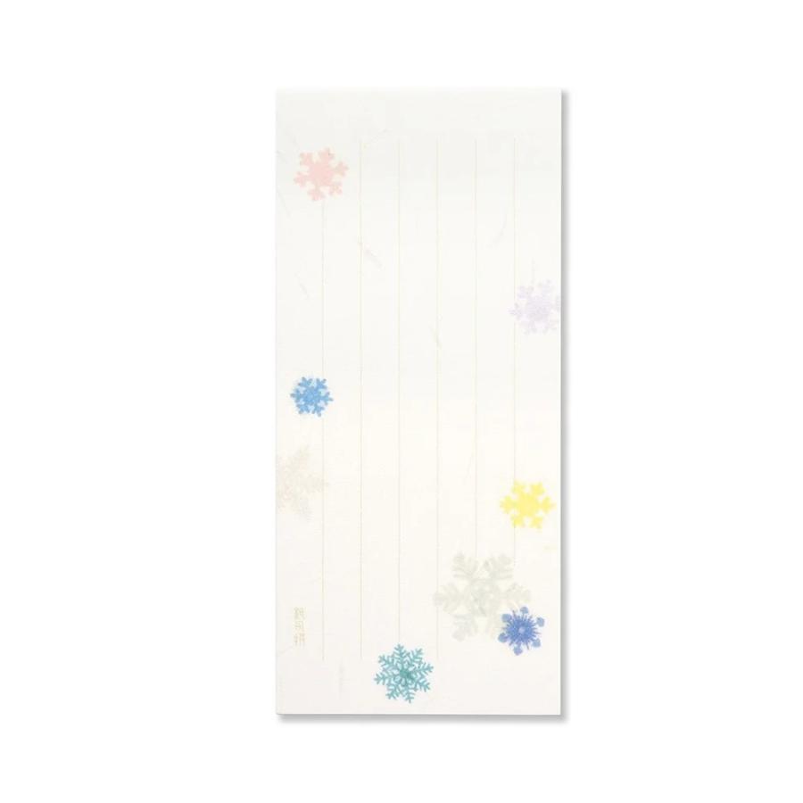 G.C.PRESS　一筆箋　紙司撰　雪花双紙　縦罫　249-52｜文房具 和紙 和風 冬 雪柄 雪の結晶 かわいい 淡色 |  | 01