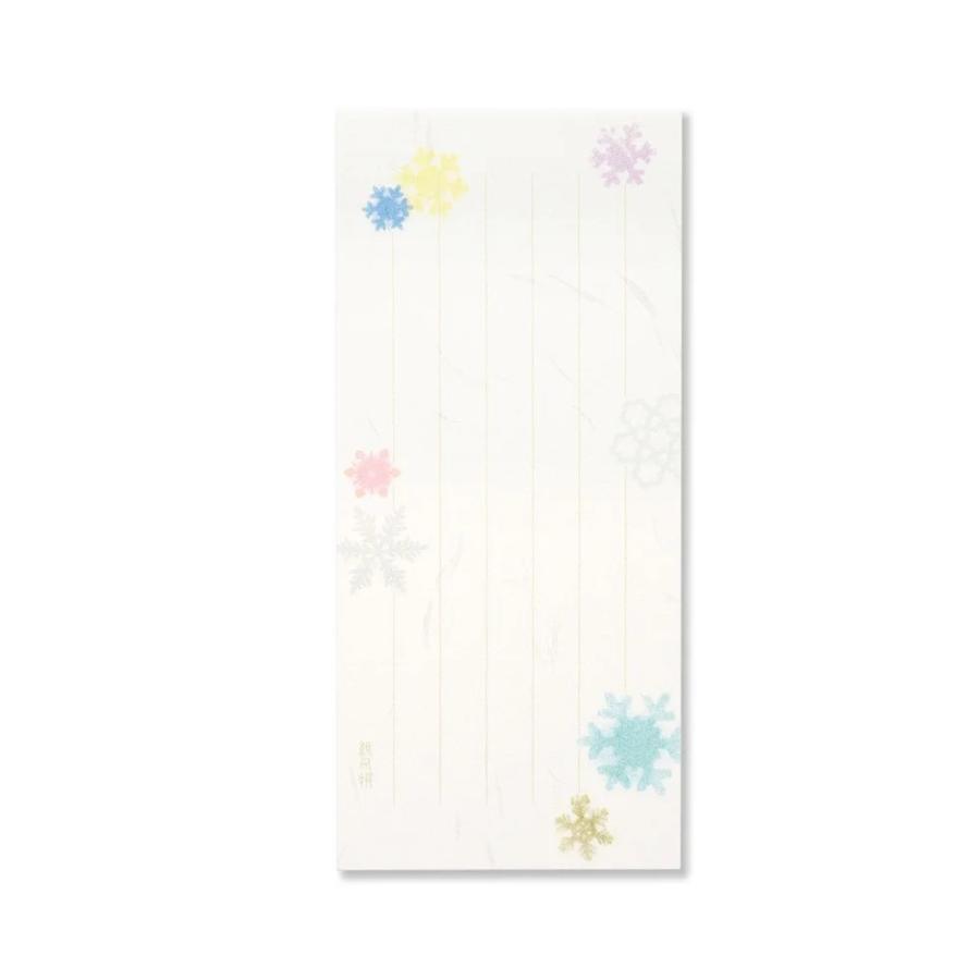 G.C.PRESS　一筆箋　紙司撰　雪花双紙　縦罫　249-52｜文房具 和紙 和風 冬 雪柄 雪の結晶 かわいい 淡色 |  | 02