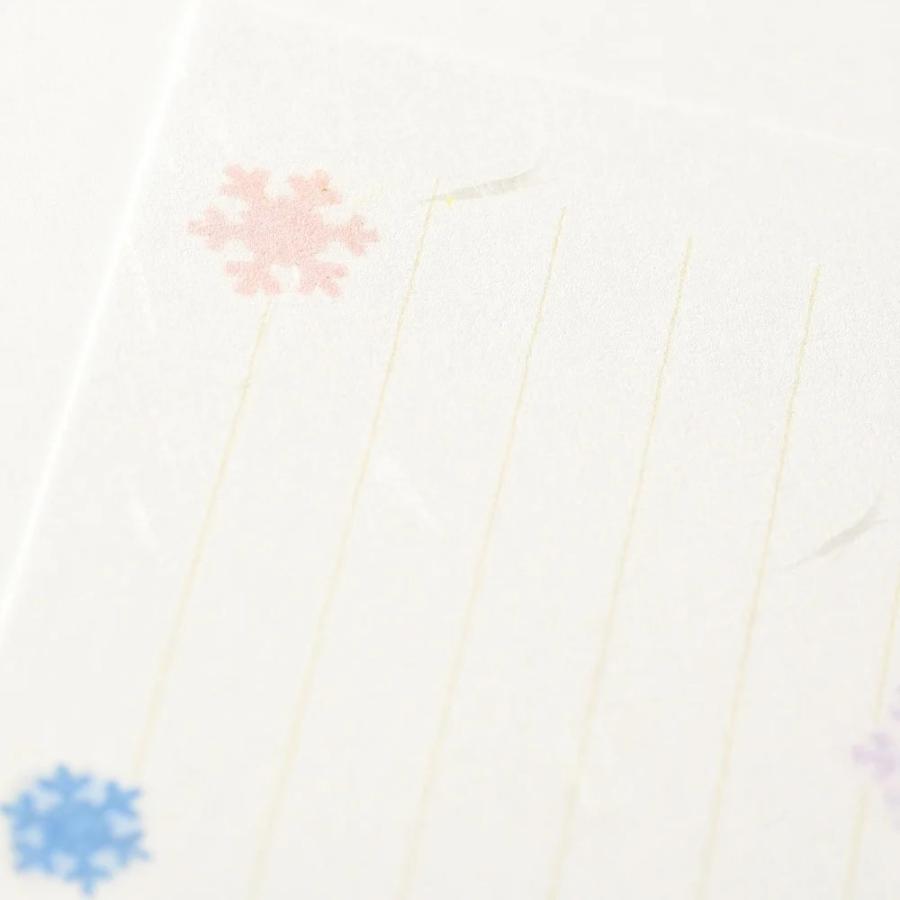 G.C.PRESS　一筆箋　紙司撰　雪花双紙　縦罫　249-52｜文房具 和紙 和風 冬 雪柄 雪の結晶 かわいい 淡色 |  | 04