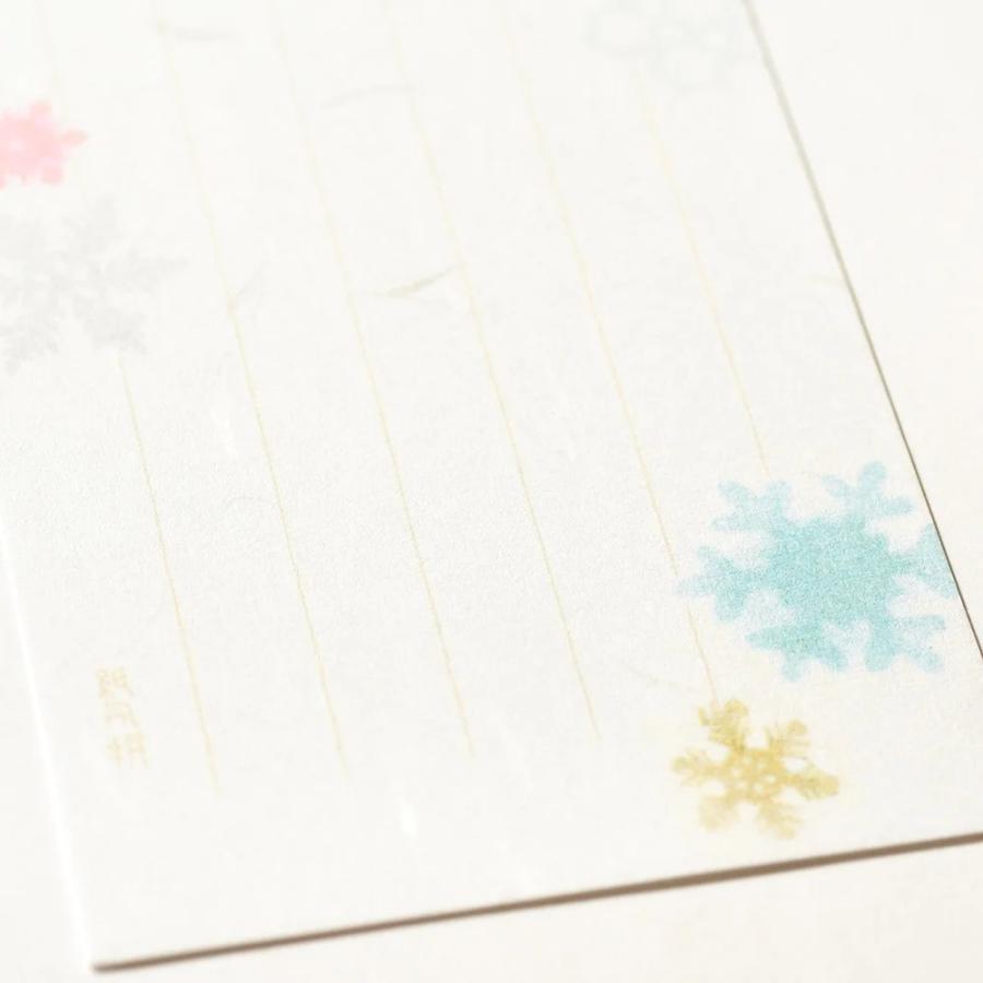 G.C.PRESS　一筆箋　紙司撰　雪花双紙　縦罫　249-52｜文房具 和紙 和風 冬 雪柄 雪の結晶 かわいい 淡色 |  | 06