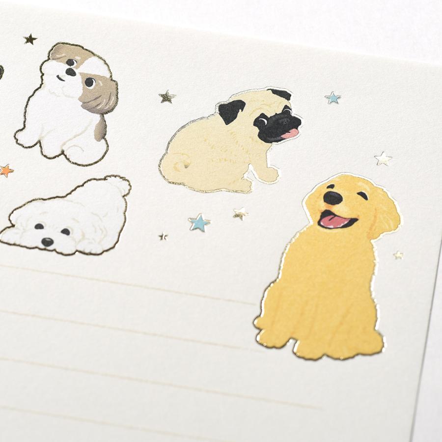 G.C.PRESS　便箋　マイドッグ　ヨコ罫　302-66｜文房具 レターセット 手紙 犬 トイプードル ダックスフント 箔押し |  | 06