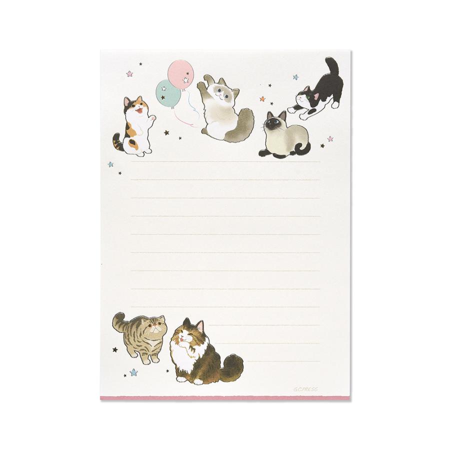 G.C.PRESS　便箋　マイキャット　ヨコ罫　302-68｜レターセット 手紙 猫 ラグドール アメリカンショートヘアー 箔押し |  | 01