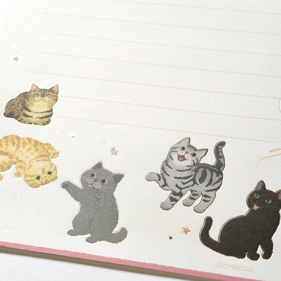 G.C.PRESS　便箋　マイキャット　ヨコ罫　302-68｜レターセット 手紙 猫 ラグドール アメリカンショートヘアー 箔押し |  | 05