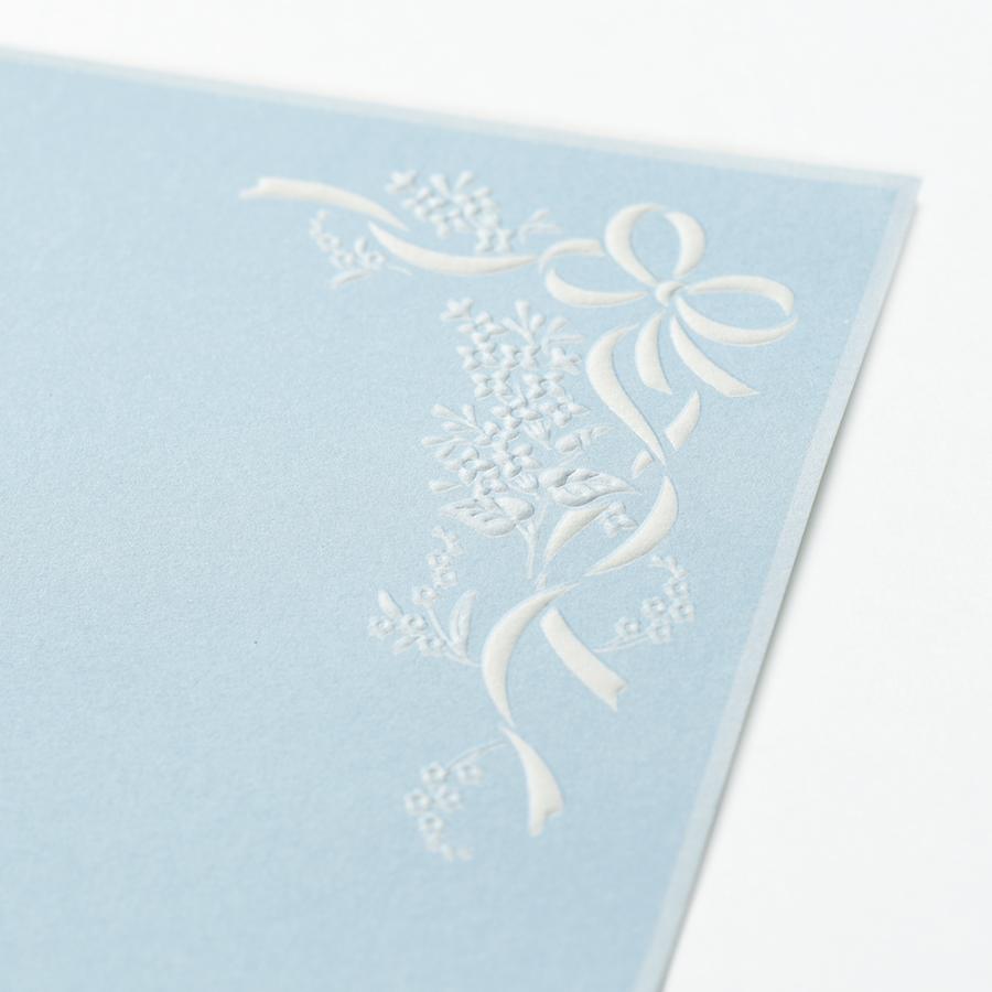 G.C.PRESS　ミニレターパッド　アンリュバンドゥー　ブルー　304-14｜文房具 レターセット 手紙 リボン 結婚式 ブライダル |  | 04