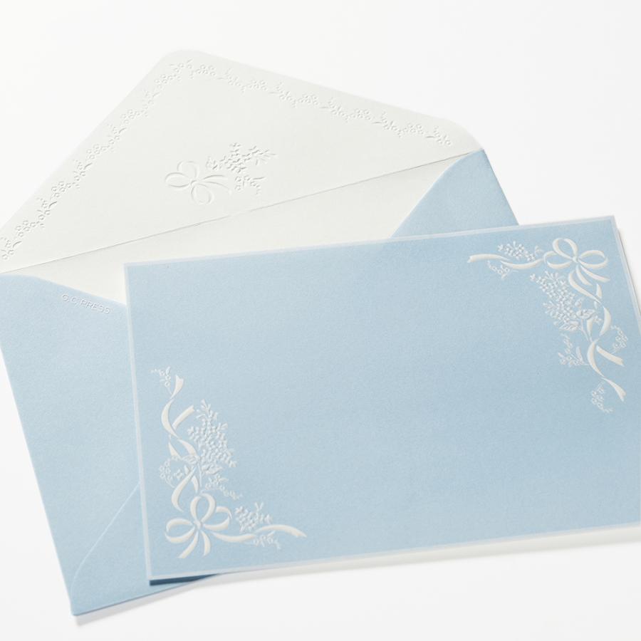 G.C.PRESS　ミニレターパッド　アンリュバンドゥー　ブルー　304-14｜文房具 レターセット 手紙 リボン 結婚式 ブライダル |  | 05
