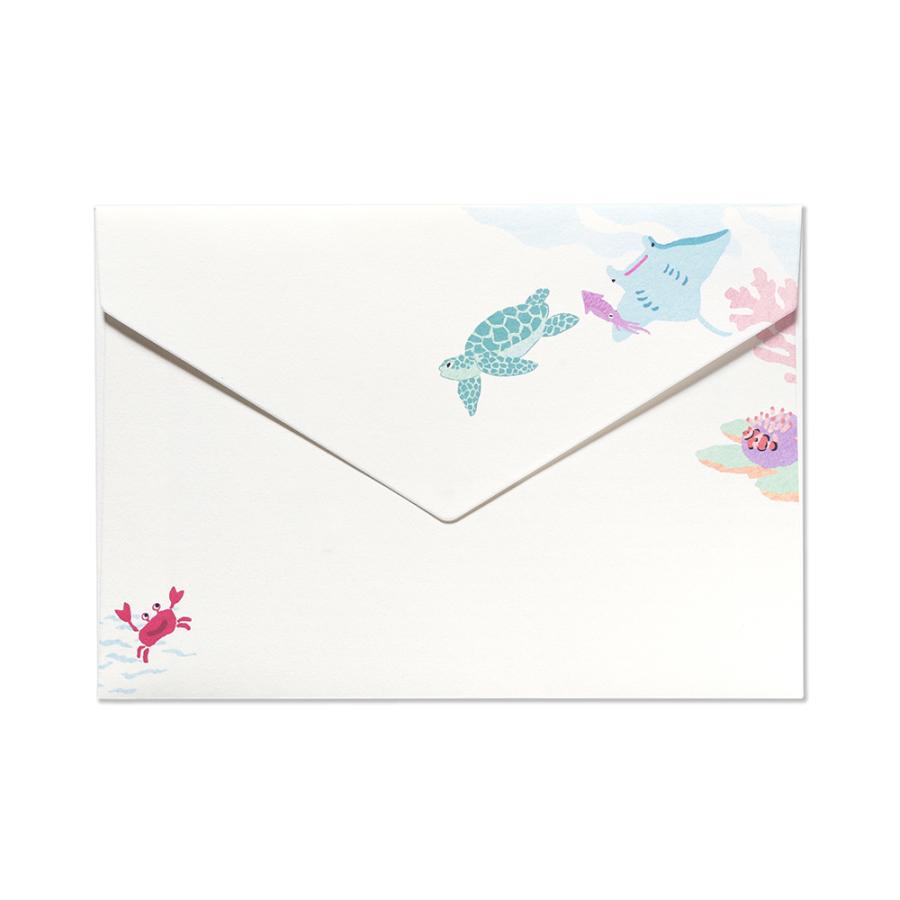 G.C.PRESS　ミニレターパッド封筒　ストーリー　オブ　ザ　シー　304-17｜文房具 レターセット 手紙 海 魚 珊瑚 ジンベイザメ |  | 01