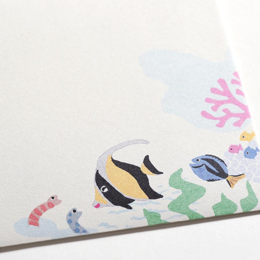 G.C.PRESS　ミニレターパッド封筒　ストーリー　オブ　ザ　シー　304-17｜文房具 レターセット 手紙 海 魚 珊瑚 ジンベイザメ |  | 03