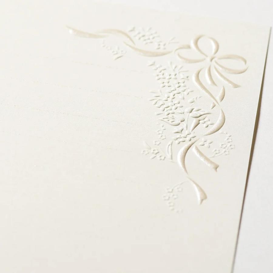 G.C.PRESS　便箋　アンリュバンドゥー　白　ヨコ罫　306-16｜文房具 ribbon ホワイト 結婚式 ブライダル ウェディング |  | 02