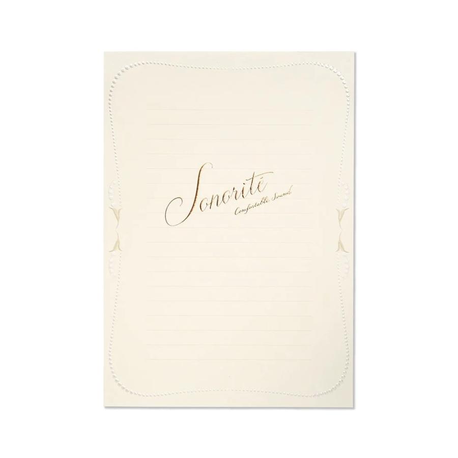 G.C.PRESS　便箋　ソノリテ　ヨコ罫　307-40｜文房具 音色 共鳴 鈴蘭 すずらん 花 招待状 パール 白 ホワイト | 