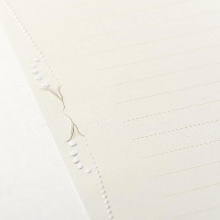 G.C.PRESS　便箋　ソノリテ　ヨコ罫　307-40｜文房具 音色 共鳴 鈴蘭 すずらん 花 招待状 パール 白 ホワイト |  | 02