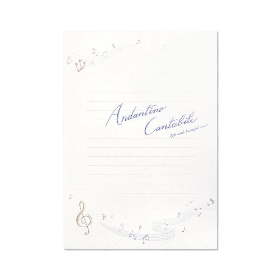 G.C.PRESS　便箋　アンダンティーノ　音符　ヨコ罫　307-42｜文房具 ト音記号 音符柄 音楽 音符 ト音記号 招待状 発表会 | 