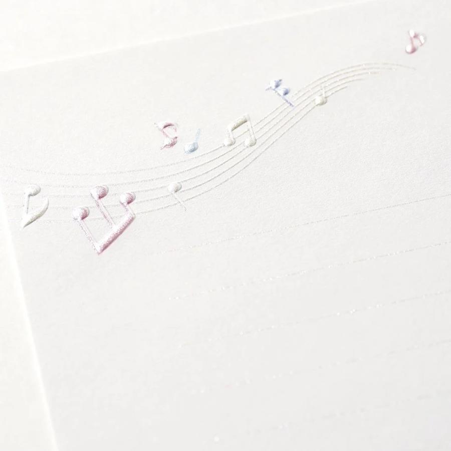 G.C.PRESS　便箋　アンダンティーノ　音符　ヨコ罫　307-42｜文房具 ト音記号 音符柄 音楽 音符 ト音記号 招待状 発表会 |  | 02