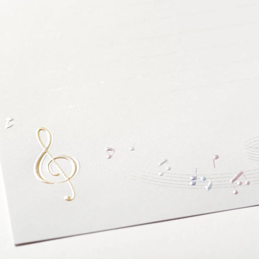 G.C.PRESS　便箋　アンダンティーノ　音符　ヨコ罫　307-42｜文房具 ト音記号 音符柄 音楽 音符 ト音記号 招待状 発表会 |  | 03