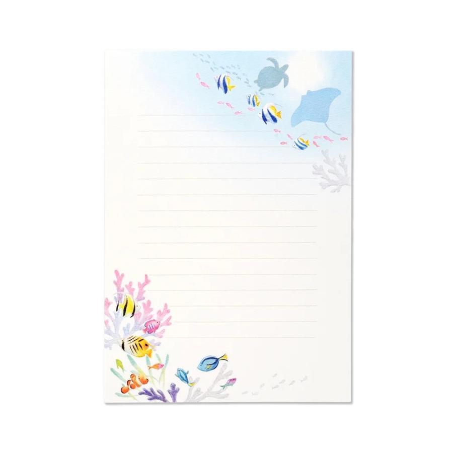 G.C.PRESS　便箋　コーラル　シー　405-42｜文房具 オーシャン 夏柄 海モチーフ 熱帯魚 summer リゾート |  | 01