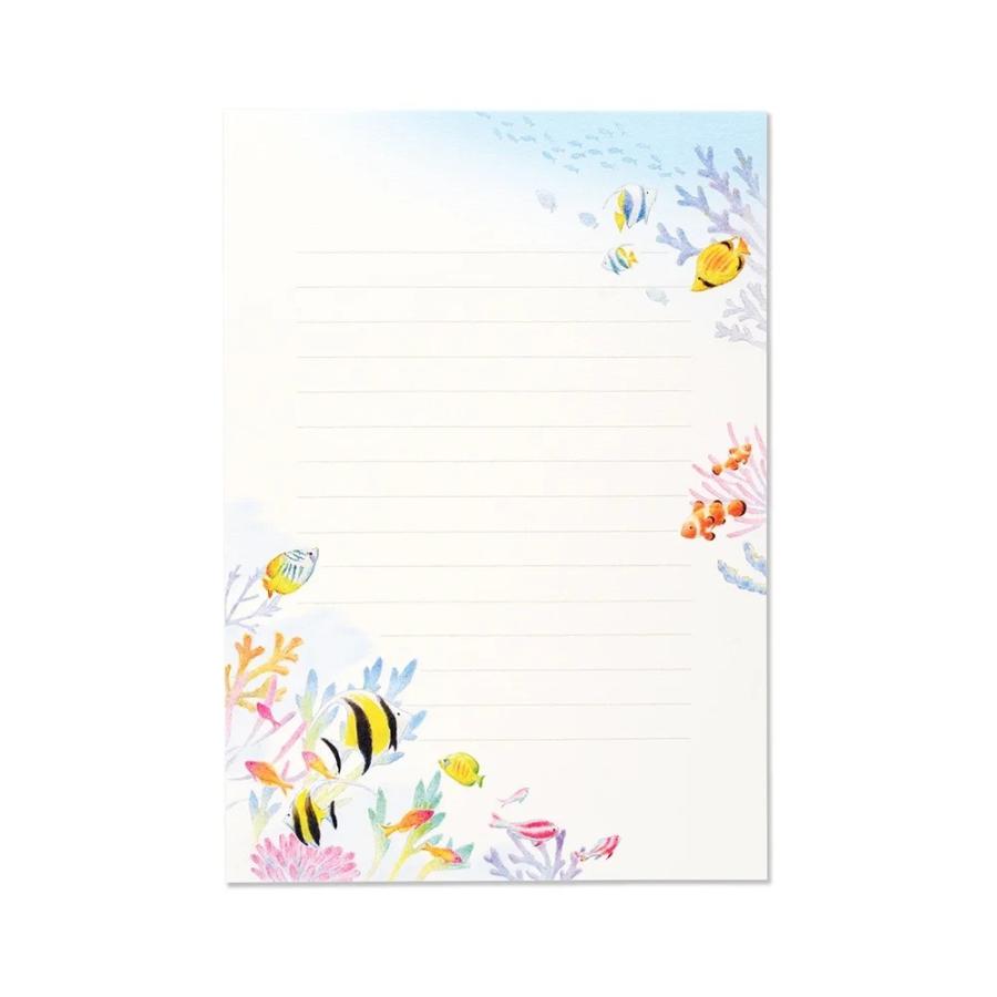 G.C.PRESS　便箋　コーラル　シー　405-42｜文房具 オーシャン 夏柄 海モチーフ 熱帯魚 summer リゾート |  | 02