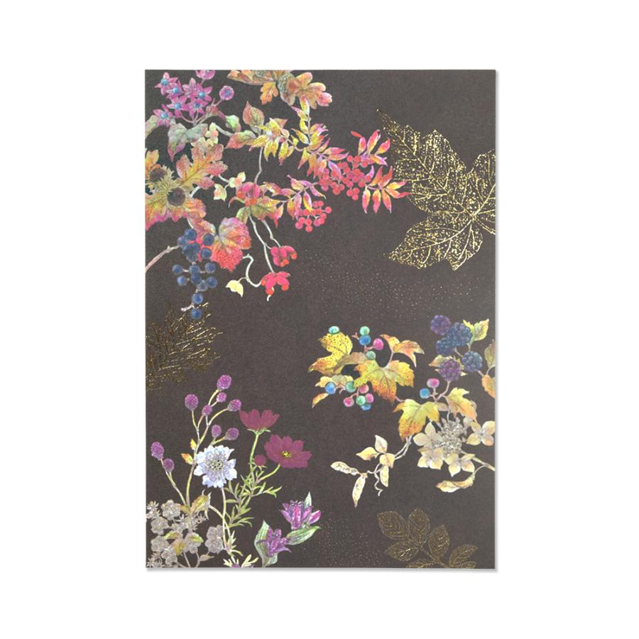 G.C.PRESS　便箋　ブリリアント リーフ｜秋柄 レターセット 箔押し 210×148ｍｍ（A5）／ヨコ罫線15行・9.5ｍｍ巾 2柄8枚入り 408-56 | 