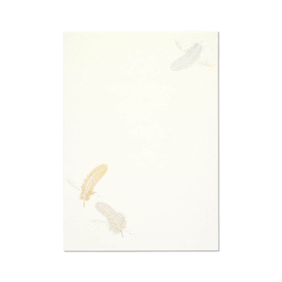 G.C.PRESS　便箋　羽根 シルク｜罫なし ラッキーモチーフ お礼状 210×148ｍｍ A5サイズ 10枚入り　503-36 |  | 01