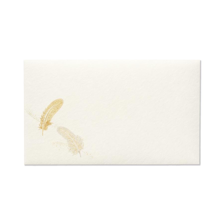 G.C.PRESS　封筒　羽根　シルク　503-37｜文房具 フェザー 羽根ペン 幸運 ワンポイント 結婚式 ブライダル | 
