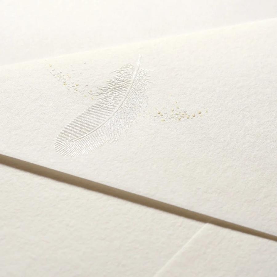 G.C.PRESS　封筒　羽根　シルク　503-37｜文房具 フェザー 羽根ペン 幸運 ワンポイント 結婚式 ブライダル |  | 03