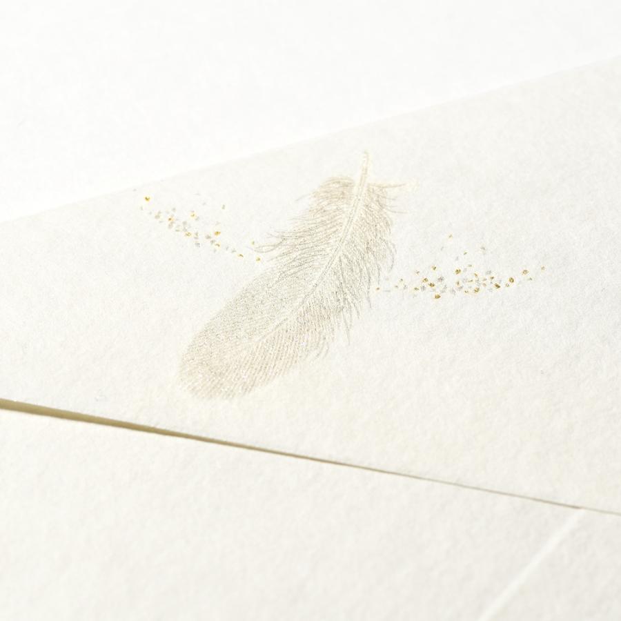 G.C.PRESS　封筒　羽根　シルク　503-37｜文房具 フェザー 羽根ペン 幸運 ワンポイント 結婚式 ブライダル |  | 04