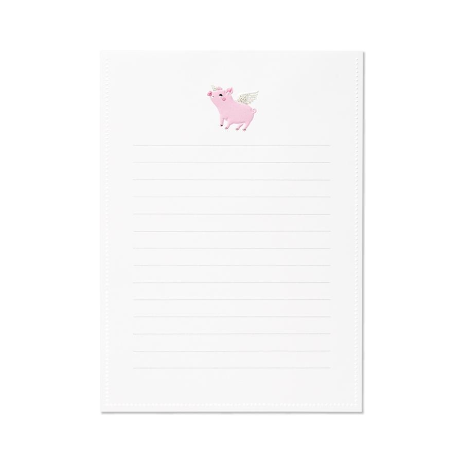 G.C.PRESS　便箋　フライングピッグ　窓付き　503-42｜文房具 手紙 ブタ 豚 動物 エンボス ラッキーモチーフ |  | 01