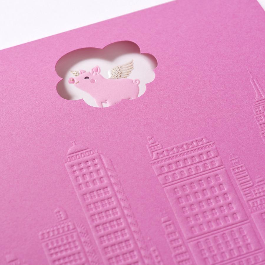 G.C.PRESS　便箋　フライングピッグ　窓付き　503-42｜文房具 手紙 ブタ 豚 動物 エンボス ラッキーモチーフ |  | 05