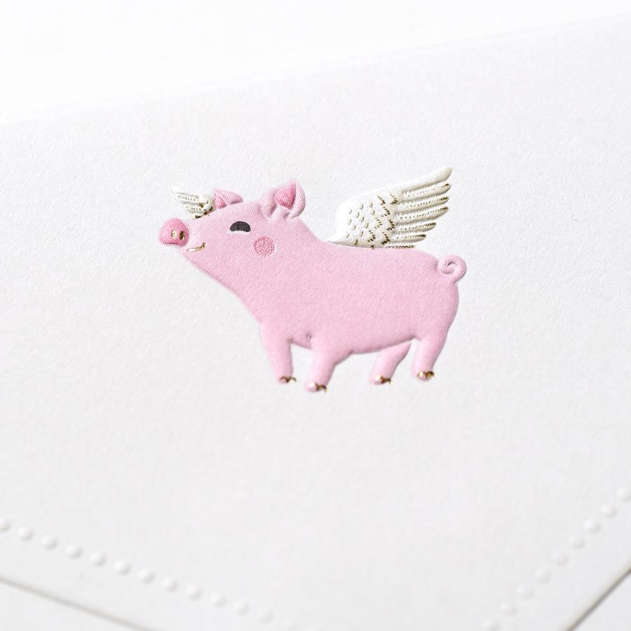 G.C.PRESS　封筒　フライングピッグ　洋２　503-43｜文房具 手紙 ブタ 豚 動物 エンボス ラッキーモチーフ |  | 02