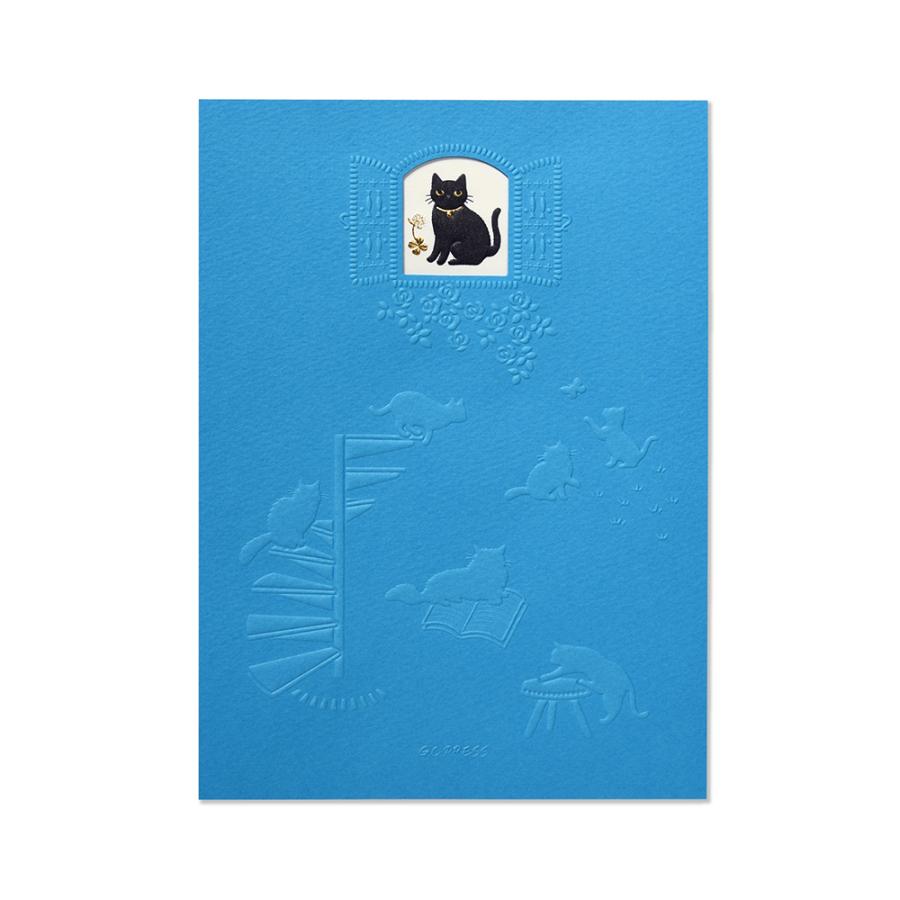 G.C.PRESS　便箋　キャット　窓付き　503-46｜文房具 レターセット 手紙 猫 エンボス加工 縁起物 ラッキーモチーフ | 
