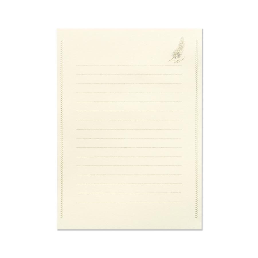 G.C.PRESS　便箋　エンボス　クイール　503-48｜文房具 レター ビジネス フォーマル 羽ペン エンボス |  | 01