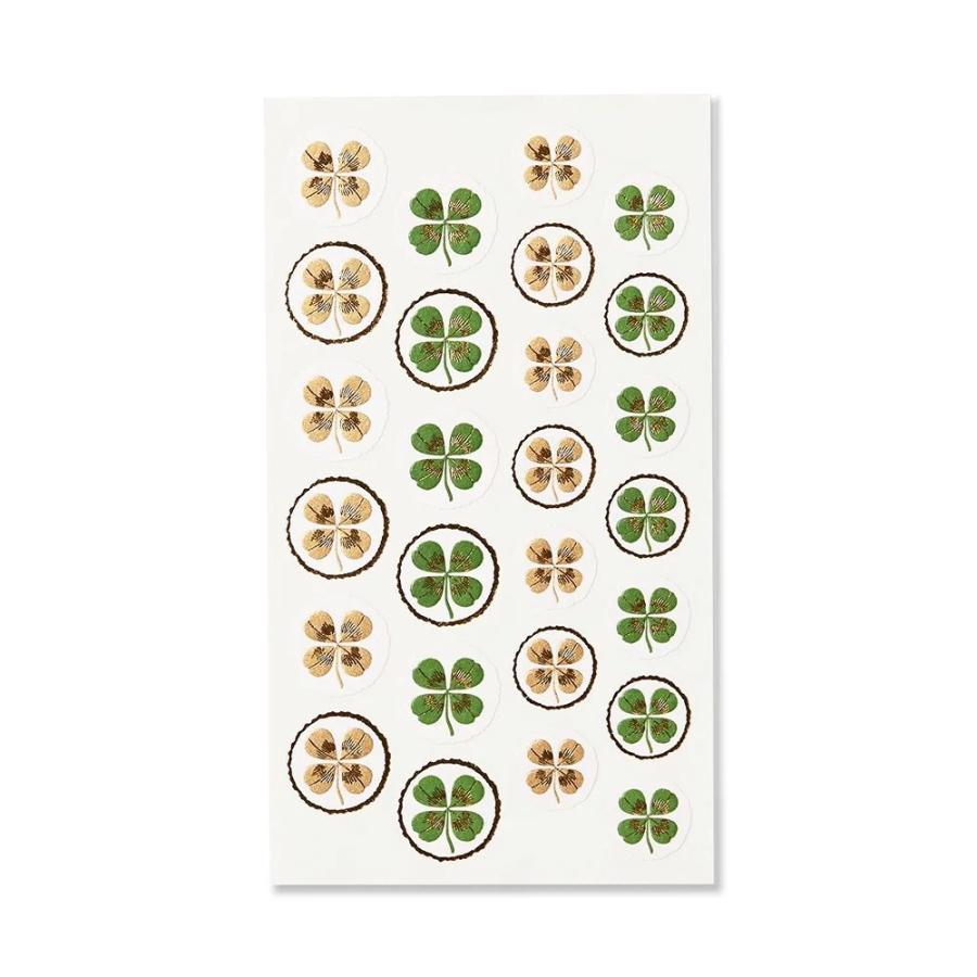 G.C.PRESS　シール　四葉のクローバー　Ｍ　520-52｜文房具 デコレーション ワンポイント 封かん 手紙 植物 ラッキーシンボル 緑 金 | 