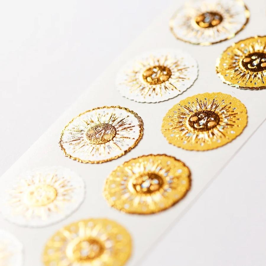 G.C.PRESS　シール　太陽　520-68｜文房具 デコレーション ワンポイント 封かん 夏 空 ラッキーシンボル 金 お日様 |  | 01