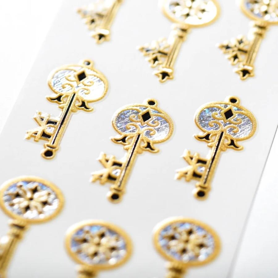 G.C.PRESS　シール　クリスタル　鍵　520-95｜文房具 デコレーション ラッキーシンボル シンプル キラキラ キー key 金 |  | 01